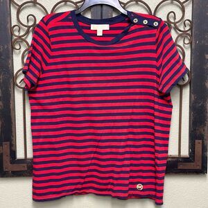 Michael Kors short sleeve red/navy striped top